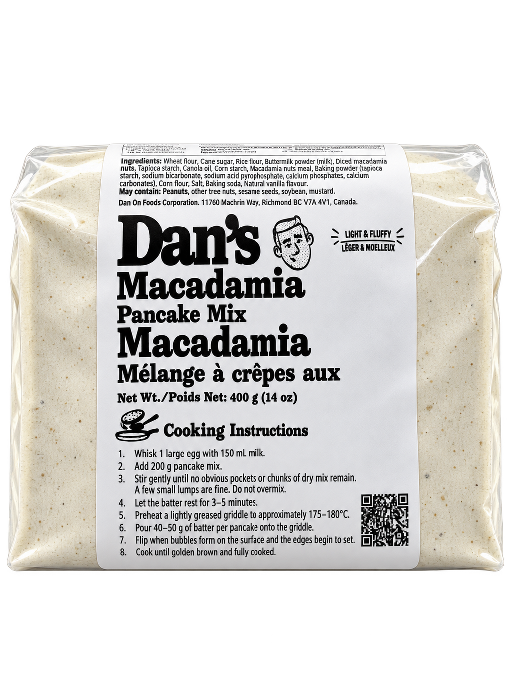 Dan’s Macadamia Pancake Mix 400 g front pack
