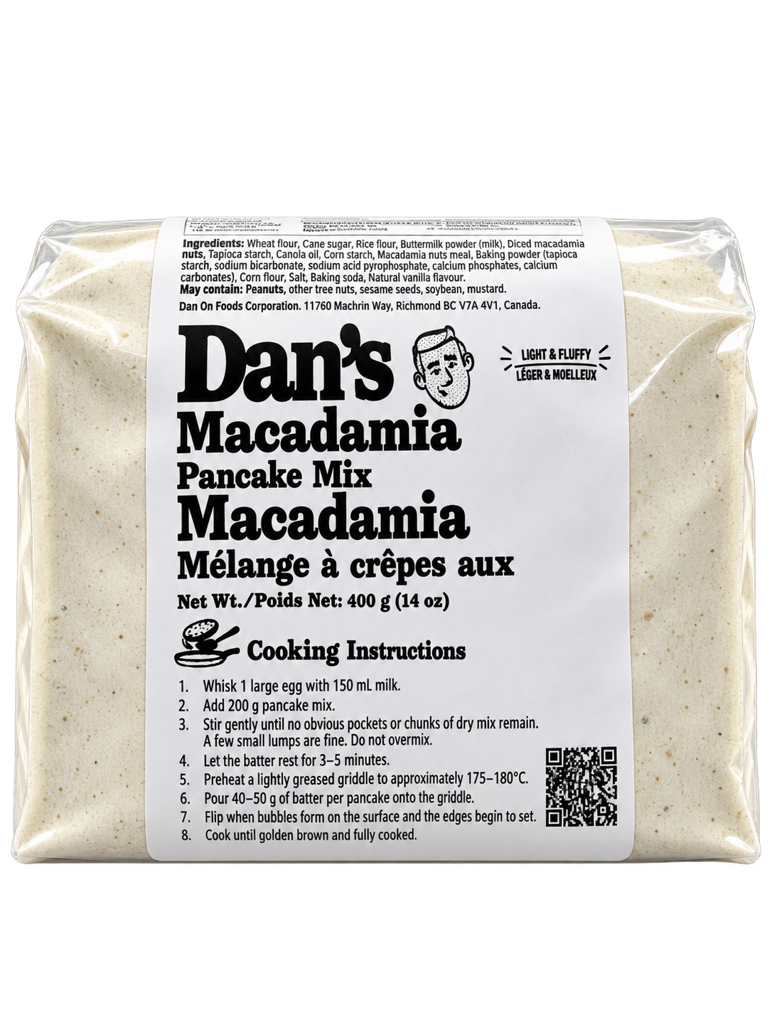Dan’s Macadamia Pancake Mix 400 g front pack