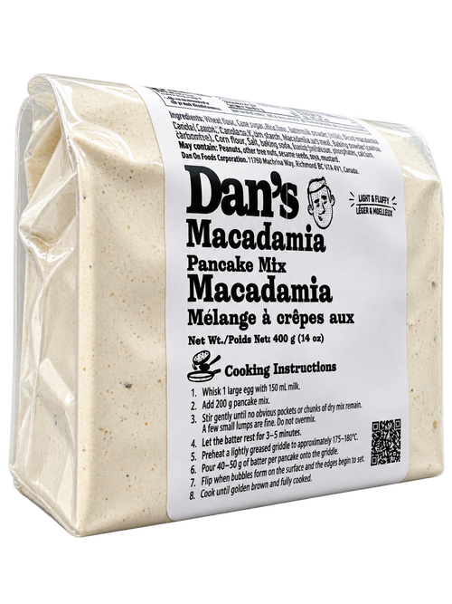 Dan’s Macadamia Pancake Mix 400 g angled pack